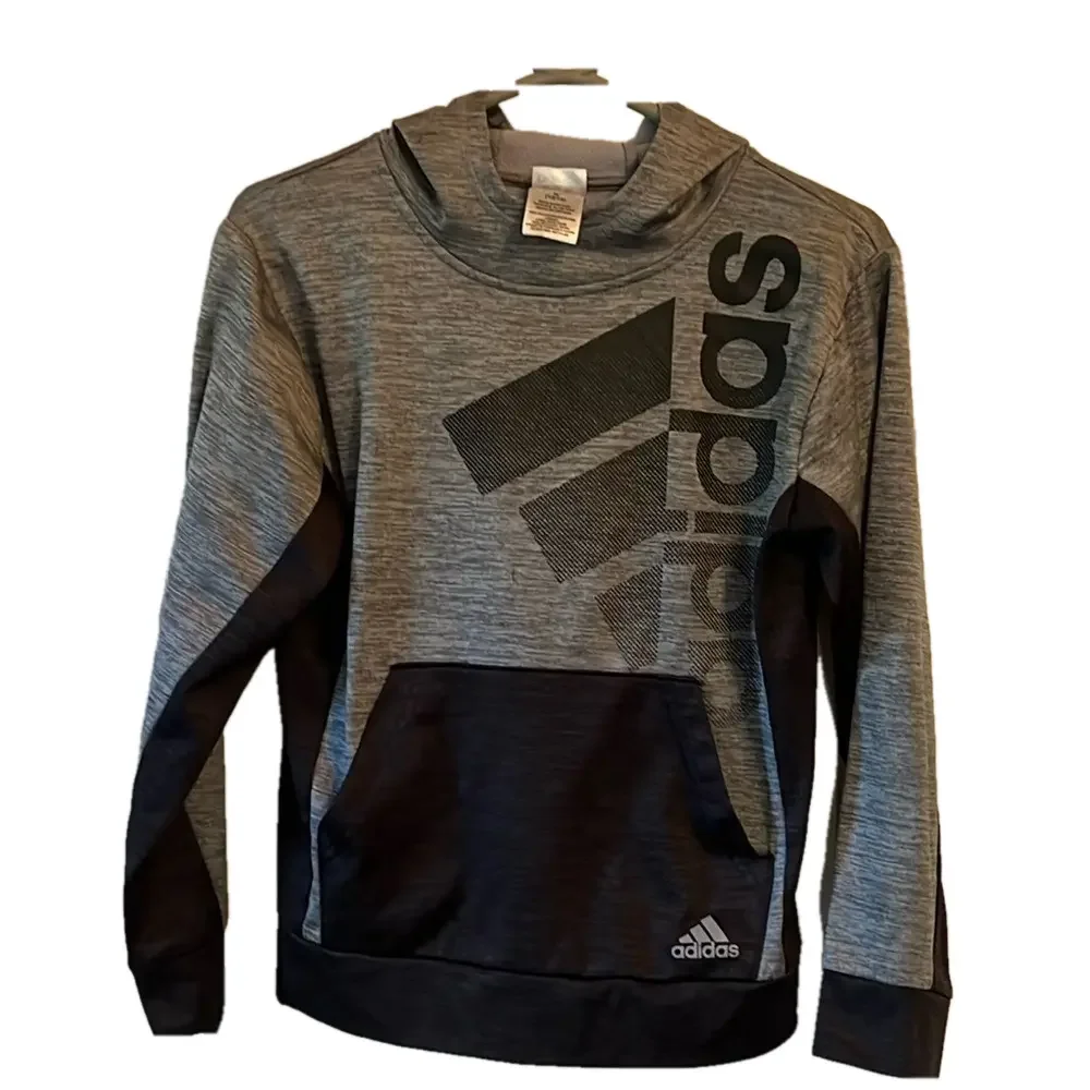 ADIDAS Youth Pullover Grey/ Black Hoodie size Medium(10/12)